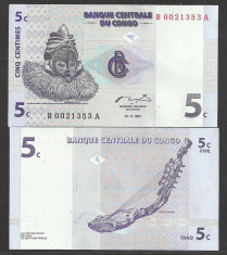 CONGO 5 CENTI CENTIMES 1997 , UNC [1] P-81a , necirculata foto