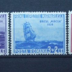 ROMANIA 1936 – PRIMA EXPOZITIE MARINAREASCA, serie cu SARNIERA, N18