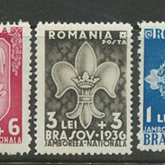 ROMANIA 1936 - JAMBOREEA NATIONALA BRASOV, serie nestampilata cu SARNIERA, N19