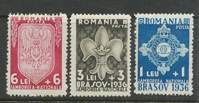 ROMANIA 1936 - JAMBOREEA NATIONALA BRASOV, serie nestampilata cu SARNIERA, N19 foto