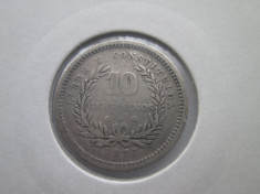Uruguay 10 centesimos 1877 argint foto