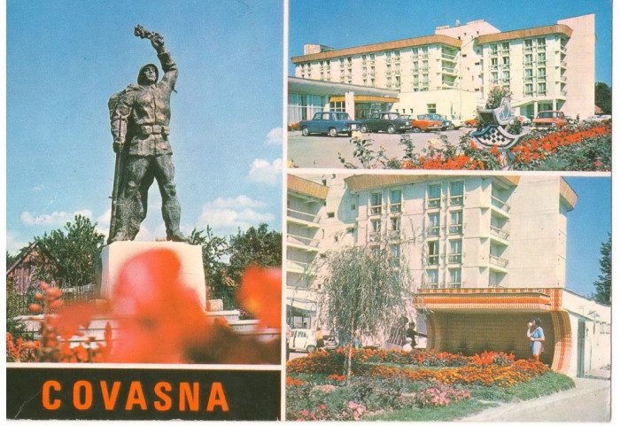 CPI (B7073) CARTE POSTALA - COVASNA. OSTASUL ROMAN, HOTEL, IZVOARELE MINERALE