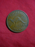 Moneda 1 pence 1949 Australia - Cangur , bronz , cal.XF