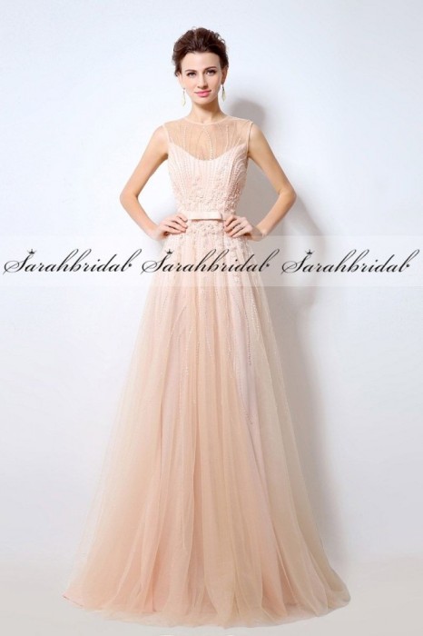Rochie De Seara Lunga Maxi Sarah Bridal Ocazie Nunta Botez Nude Roz
