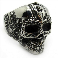 Inel inox barbati skull rings craniu vintage vampire punk rock gothic biker foto
