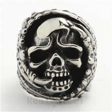 Inel inox barbati skull rings craniu vintage vampire punk rock gothic biker foto