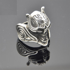 Inel inox viking skull ring craniu vintage punk rock gothic biker foto