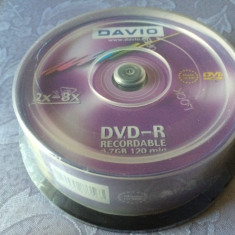 Set 25 PACK DVD - R marca Davio, 4,7 GB, 8 x max speed / 120 min,NOU SIGILAT