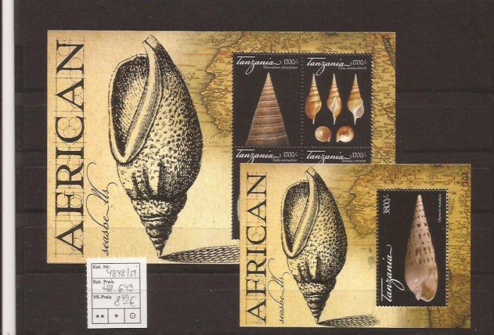 Tanzania - african seashells - 4848/51+bl.649