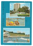 CPI (B7200) CARTE POSTALA - EFORIE NORD. MOZAIC: HOTEL MEDUZA, PLAJA, Circulata, Fotografie