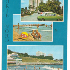 CPI (B7200) CARTE POSTALA - EFORIE NORD. MOZAIC: HOTEL MEDUZA, PLAJA