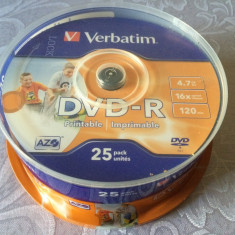 Set 25 PACK DVD - R marca Verbatim, 4,7 GB, 16 x max speed / 120 min,NOU SIGILAT