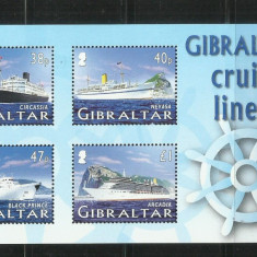 V 83 - VAPOARE, NAVE - GIBRALTAR - BLOC NESTAMPILAT, MNH