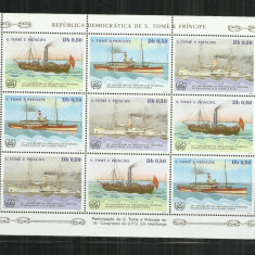 V 45 - VAPOARE, NAVE - SAO TOME E PRINCIPE - BLOC NESTAMPILAT, MNH