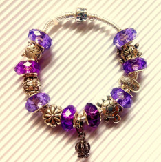 Bratara tip Pandora completa ,pandantive,talismane si charm-uri tip Swarovski foto