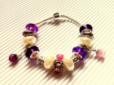 Bratara tip Pandora completa ,pandantive,talismane si charm-uri tip Swarovski foto