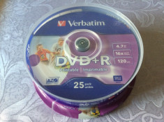 Set 25 PACK DVD + R marca Verbatim, 4,7 GB, 16 x max speed / 120 min,NOU SIGILAT foto