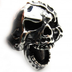 Inel inox barbati skull rings craniu vampire punk rock gothic biker foto