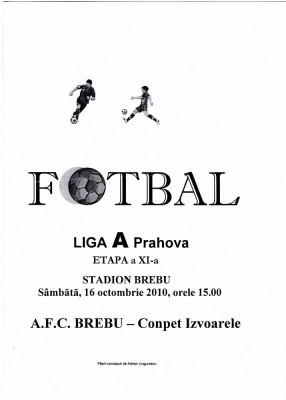 Program meci fotbal AFC BREBU - CONPET IZVOARELE 16.10.2010 foto