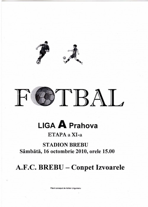 Program meci fotbal AFC BREBU - CONPET IZVOARELE 16.10.2010