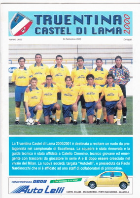 Program-brosura fotbal 2000-2001 echipa italiana TRUENTINA CASTEL DI LAMA foto