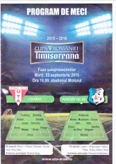 Program meci fotbal UTA ARAD - PANDURII TG.JIU 22.09.2015 (Cupa Romaniei)