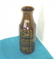 Vaza ceramica alba smaltuita olive, handmade - design Bodo Mans, Bay W. Germany foto