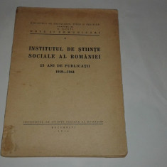 INSTITUTUL DE STIINTE SOCIALE AL ROMANIEI 25 ani de publicatii 1919 - 1944
