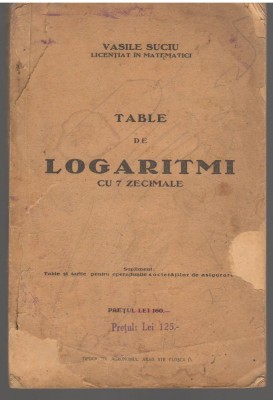 C6704 TABLE DE LOGARITMI CU 7 ZECIMALE - VASILE SUCIU, 1932 foto