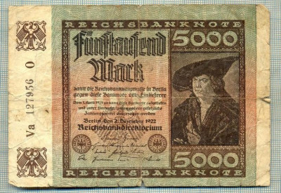 A 267 BANCNOTA-GERMANIA - 5000 MARK- anul 1922 -SERIA 127956-starea care se vede foto