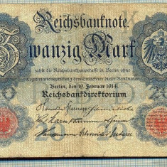 A 280 BANCNOTA-GERMANIA - 20 MARK- anul 1914 -SERIA 4013292-starea care se vede