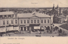 GIURGIU , PIATA CAROL , HOTEL DE PARIS , FARMACIA , CIRC. 1910 , STAMPILA TREN foto