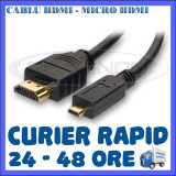 CABLU HDMI TATA - MICRO HDMI TATA - 1,5 METRI - PT. CAMERA SPORT SJCAM, GOPRO, Cabluri HDMI