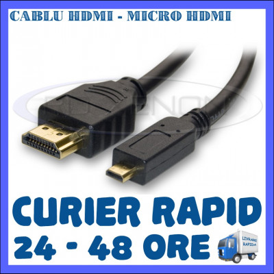 CABLU HDMI TATA - MICRO HDMI TATA - 1,5 METRI - PT. CAMERA SPORT SJCAM, GOPRO foto
