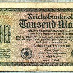 A 278 BANCNOTA-GERMANIA - 1000 MARK- anul 1922 -SERIA 309912-starea care se vede