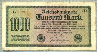 A 278 BANCNOTA-GERMANIA - 1000 MARK- anul 1922 -SERIA 309912-starea care se vede foto