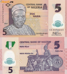 NIGERIA, 5 NAIRA 2015, UNC foto