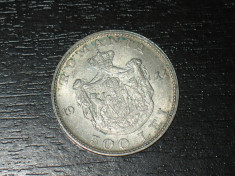 Moneda argint 500 lei Romania 1944, regele Mihai I, necuratata foto