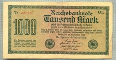 A 279 BANCNOTA-GERMANIA - 1000 MARK- anul 1922 -SERIA 326487-starea care se vede