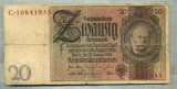 A 268 BANCNOTA-GERMANIA- 20 MARK- anul 1929 -SERIA 16841933 -starea care se vede, Europa