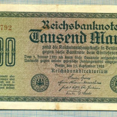 A 272 BANCNOTA-GERMANIA - 1000 MARK- anul 1922 -SERIA 616792-starea care se vede