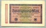 A 297 BANCNOTA-GERMANIA -20 000 MARK-anul 1923-SERIA 695614-starea care se vede