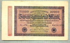 A 297 BANCNOTA-GERMANIA -20 000 MARK-anul 1923-SERIA 695614-starea care se vede