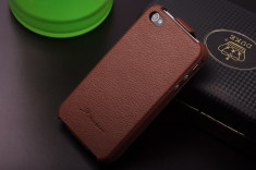 Husa / toc protectie piele naturala iPhone 4, 4s lux, tip flip cover, MARO foto