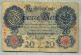 A 284 BANCNOTA-GERMANIA - 20 MARK- anul 1906 -SERIA 888108-starea care se vede