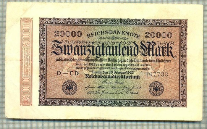 A 252 BANCNOTA-GERMANIA -20 000 MARK- anul 1923-SERIA 107733-starea care se vede