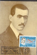 Carte maxima Aurel Vlaicu, 1981 foto