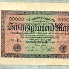 A 299 BANCNOTA-GERMANIA -20 000 MARK-anul 1923-SERIA 828906-starea care se vede