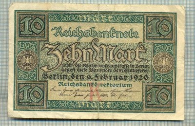 A 283 BANCNOTA-GERMANIA - 10 MARK- anul 1920 -SERIA 6592235-starea care se vede foto