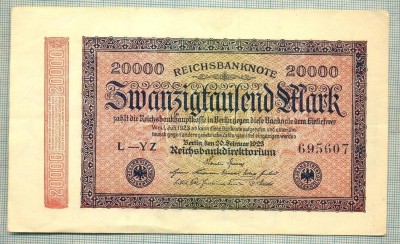 A 294 BANCNOTA-GERMANIA -20 000 MARK-anul 1923-SERIA 695607-starea care se vede foto